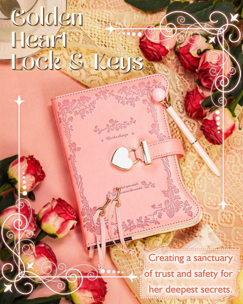 hi!SCI hi! SCI Diary with Lock and Keys for Girls & Women, 360 Pages Journal with Lock for Girls Gift Ideas, Girls Locking Diary with Pen, Cute Journals Set for Teen Girls Ages 8-12, Ideal Gifts for 8 9 10 11 12 13 14 Year Old Girl(Rose Pink) - Image 5